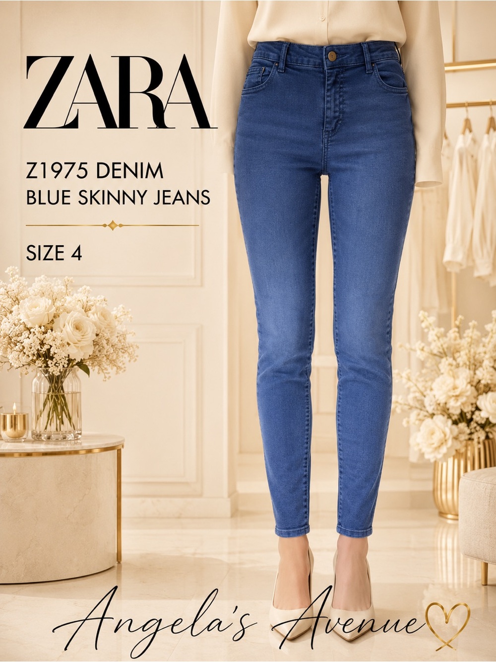 Zara Z1975 Denim Blue Skinny Jeans